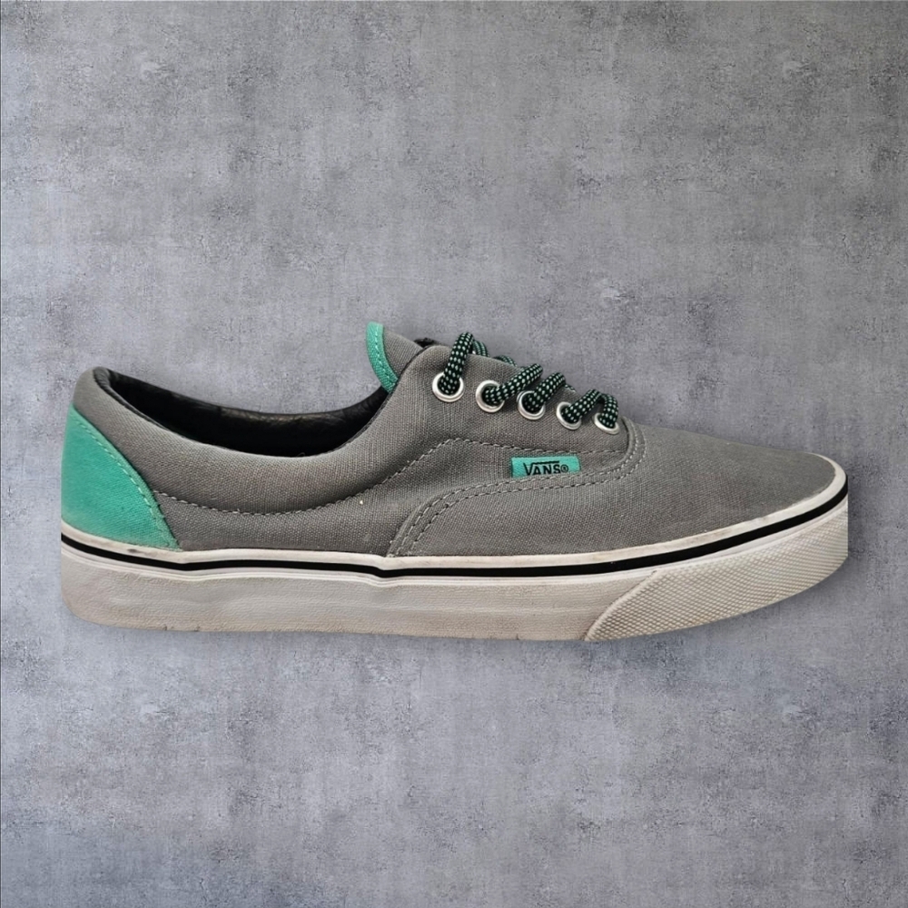 Vans Era Heel Pop Monument Gray &‎ Aqua Sneakers Size 8.5 Men's 10 Women's
